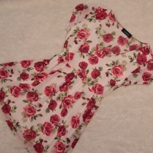 Gorgeous Chiffon Roses Mini Dress S